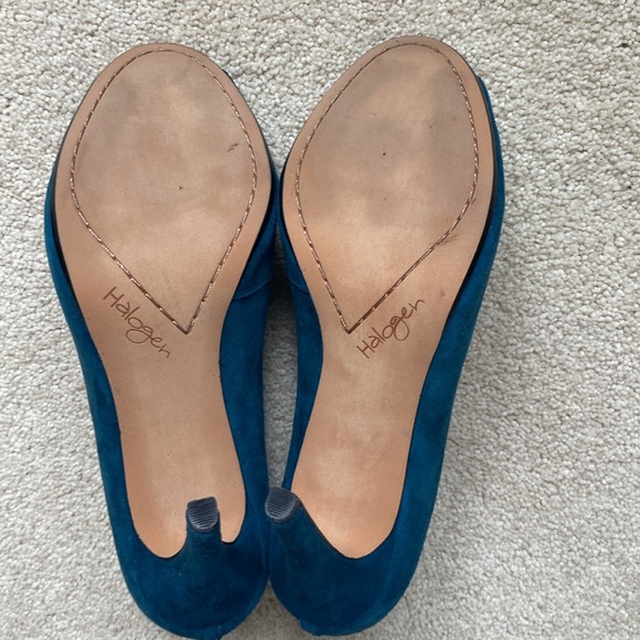 Like New! Halogen Women’s Hakatrina Teal Suede Peep Toe Bootie Heels - Picture 10 of 12